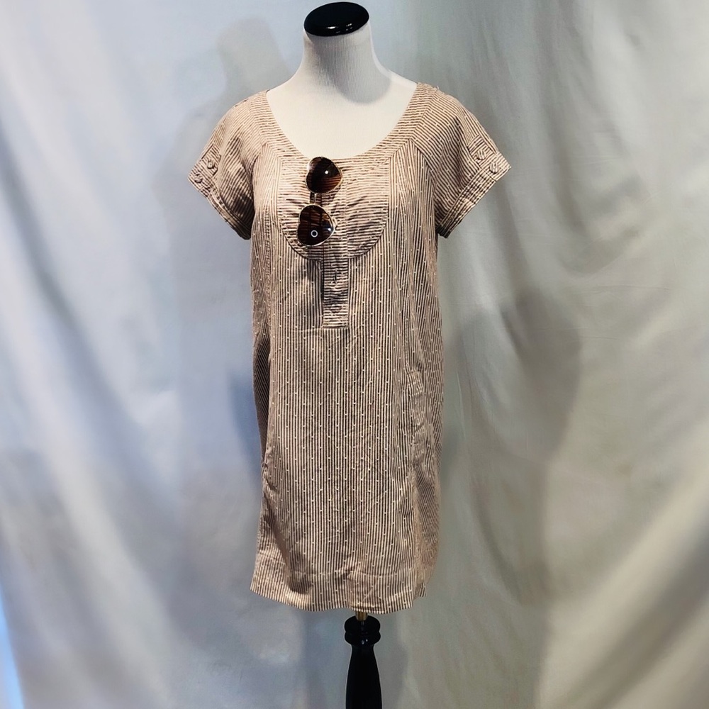 Red and white stripe and polka dots dress